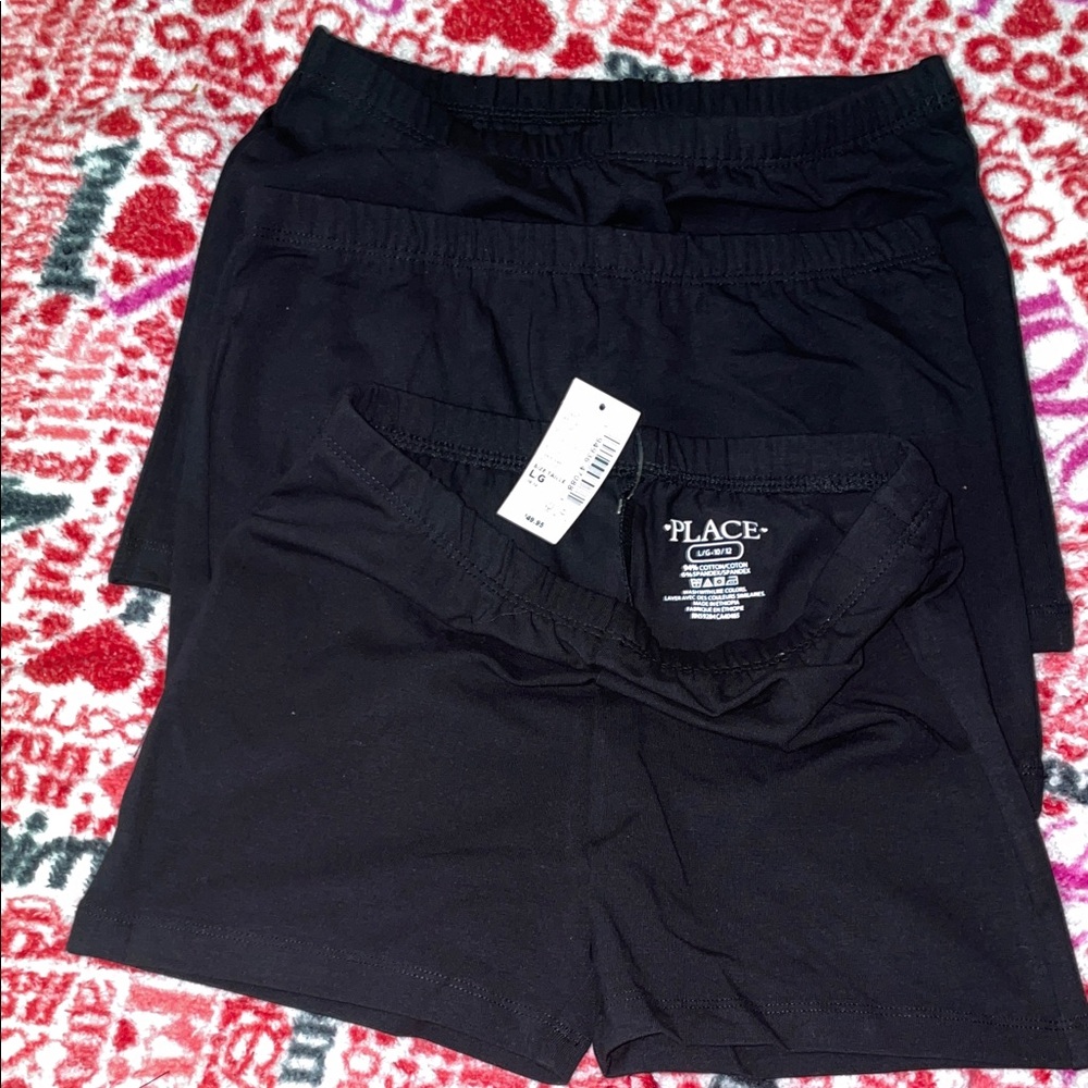 Place Black Girls' Stretch Athletic Shorts - 3-Pack